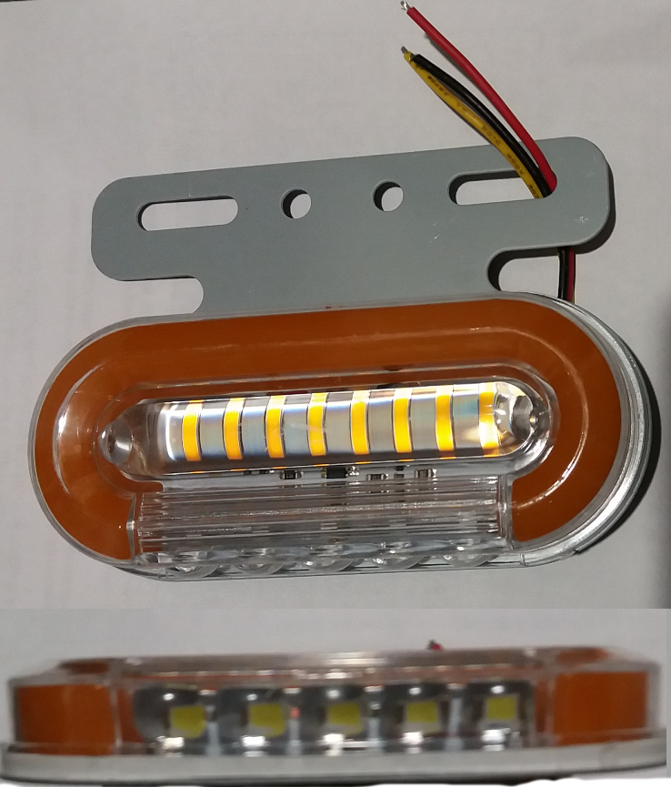 Фонарь габаритный с подсветкой колеса 12V, LED с кронштейном (оранжевый), 4557