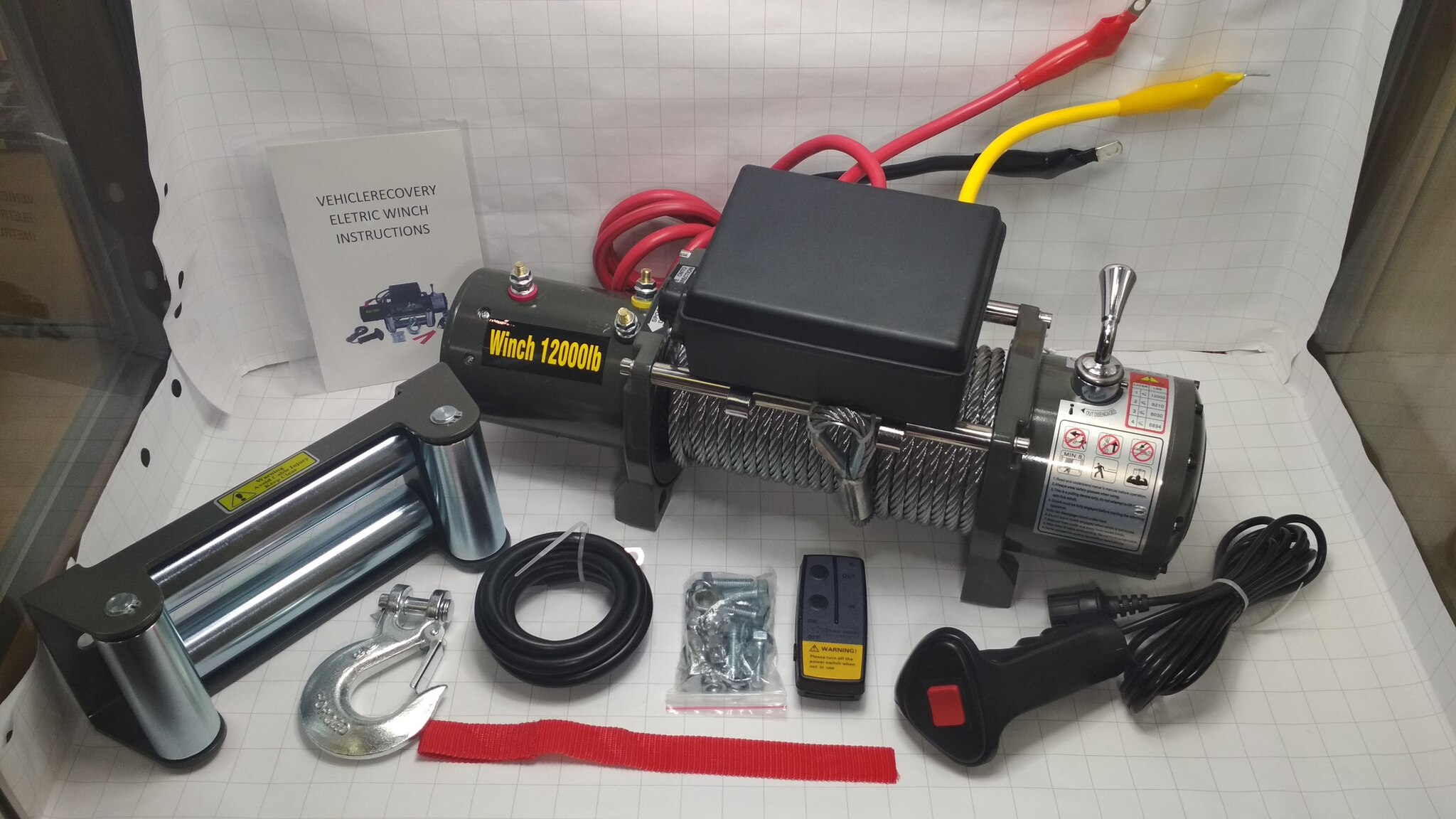 Лебедка (сталь, 24V) автомобильная Electric Winch 24v/12000LBS с рол,/ 5443 кг со ст.трос.(Discount